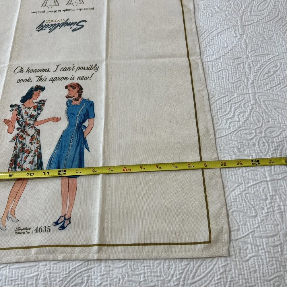 NWOT SIMPLICITY VINTAGE TEA TOWEL Pattern No. 4635 Can't Possibly Cook Apron New